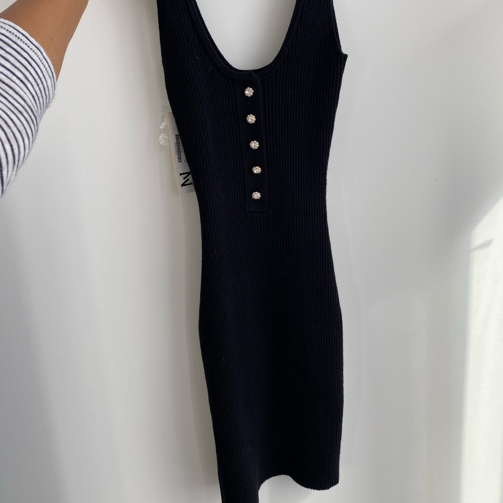 Meshki Ribbed Diamanté Mini Dress XS
